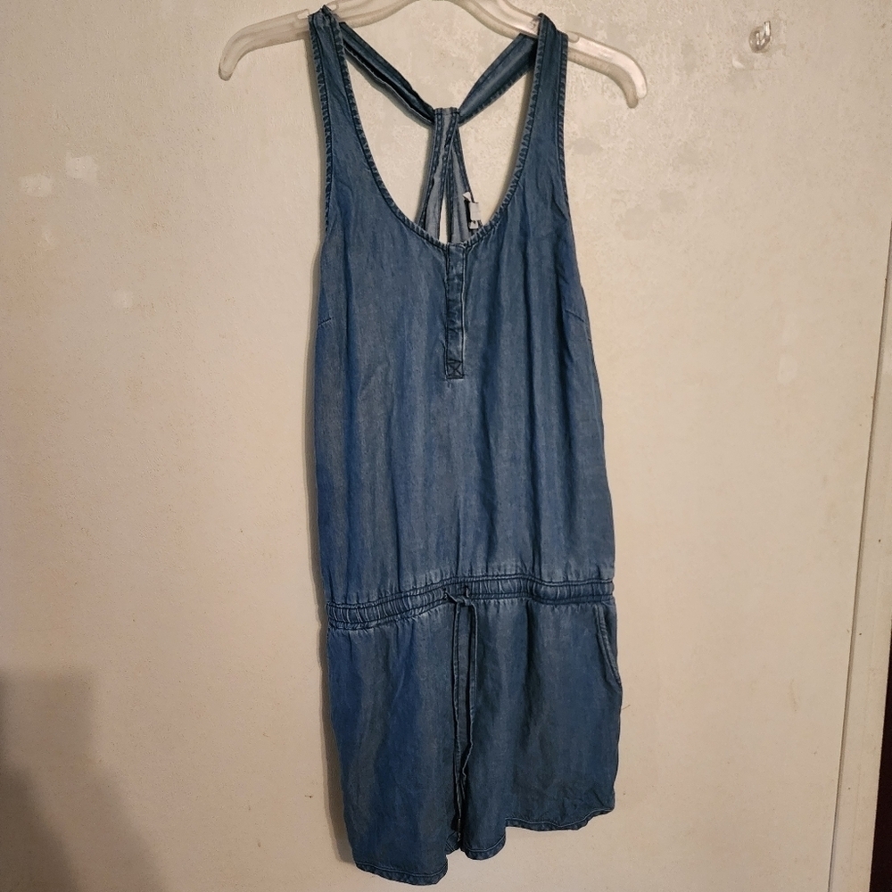 Splendid Chambray 3.5" Shorts Romper Crossback Size L NWT